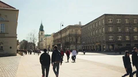 People walking on Castle Square Stock Footage 65875663