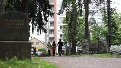 People is Walking on the Cemetery Stock Footage 79850438