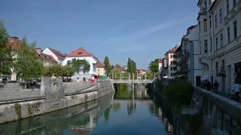 People walking on Cobblers bridge on bright summer day Stock Footage 162253300