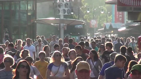 People Walking in a Crowd with Sunlight Stock Footage 46011016