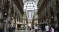 People Walking Crowds Shopping Vittorio Emanuele II Gallery Milan Restaurants HD Footage