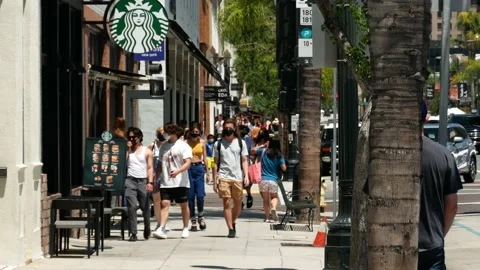 People Walking Crowds Traffic Pasadena California USA Video stock 155605017