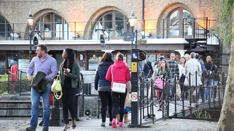 People walking at The Dickens Inn Stock Footage 166363836