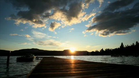 People Walking on Dock at Sunset Stock-Footage 734215