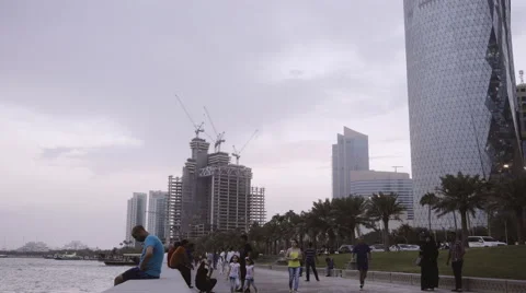 People walking in Doha Qatar Stock Footage 56033304