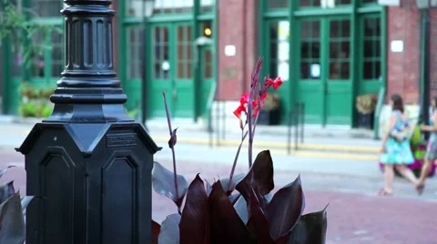 People Walking Down City Sidewalk Stock Footage 59792113