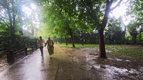 People walking down a dirt. Stock Footage 282633765
