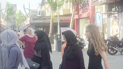 People walking down the sidewalk in front. Stock Footage 282663222