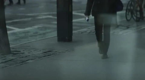 People Walking Down the Street and Coffee Cup Stock-Footage 59804228