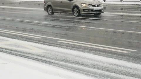 People walking down the street during a snowfall Stock Footage 264892922