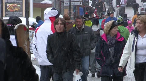 People walking during snowfall Stock Footage 22762917