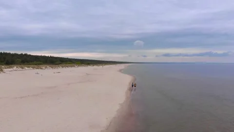 People Walking on Empty Beach Video stock 132265017