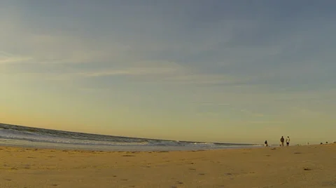 People Walking for Exercise on the Beach Stock Footage 36149819