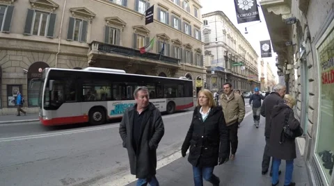 People walking in the famous Via Del Corso Street in Rome, Italy. Video stock 47763147