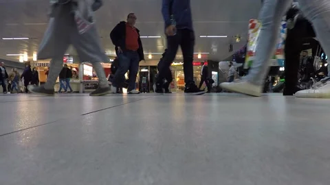 People walking in front of the camera at a Dusseldorf main train station Stock Footage 295432243