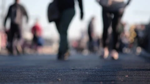 People walking on Galata Bridge Stock Footage 253221790