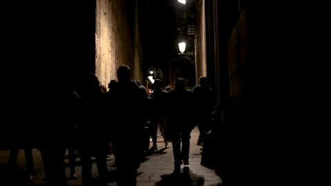 People Walking on gothic Barcelona Stock Footage 120801505