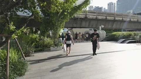 People Walking On The Grounds Of EmQuartier Modern And High-end Shopping Mall Stock Footage 318166773