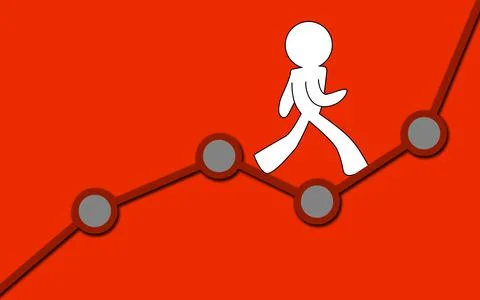 People walking up on a growing path Stock Illustration
