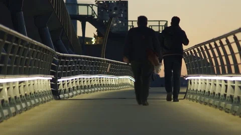 People Walking At Halic Metro Bridge, Istanbul, Turkey Stock Footage 83165704