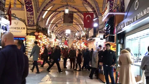 People Walking Inside Graand bazaar 스톡 동영상 107159317