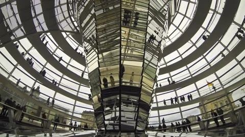 People walking inside the Reichstag Dome in Berlin, Germany (Time Lapse) Stock Footage 33421483