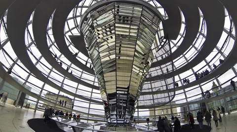People walking inside the Reichstag Dome in Berlin, Germany (Time Lapse) Stock Footage 33441339