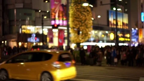 People walking in the intersection (night view · illumination ·Tokyo) Stock Footage 70414181