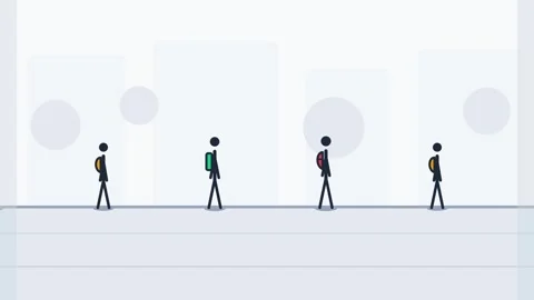 People Walking in Line Vector Illustration Video stock 339390765
