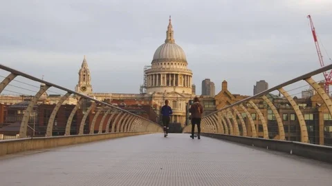 People walking on Millennium Bridge Stock Footage 81995572