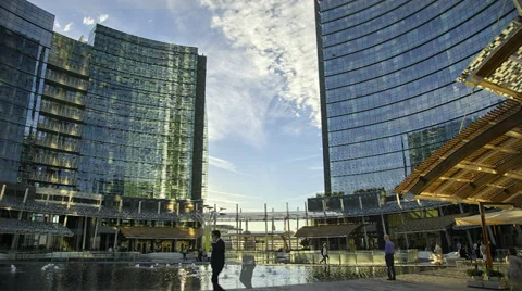 People walking in modern Complex 2k Stock Footage 30333646