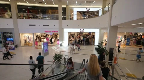 People walking in a modern shopping center Stock Footage 63791663