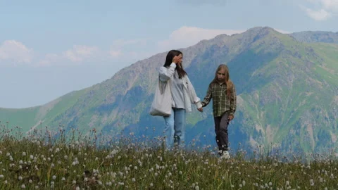 People walking in the mountains Video stock 286042895