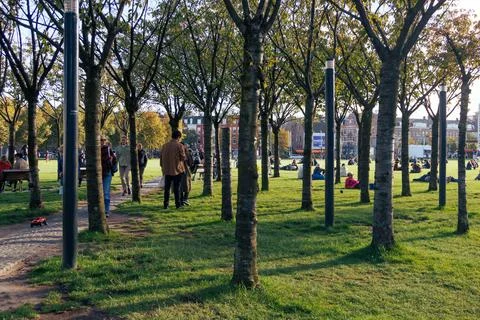 People walking on the Museumplein Stock Photos