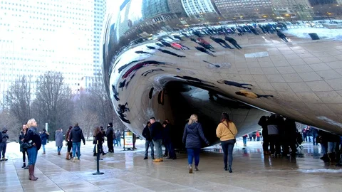 People walking near Clouds Gate in Chicago, Illinois Stock-Footage 112754738