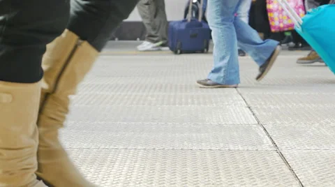 People walking next to the airport Stock Footage 44688787