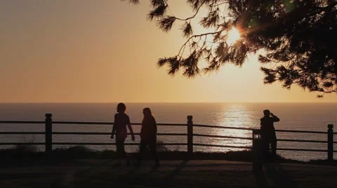 People Walking Ocean View Stock Footage 60658093