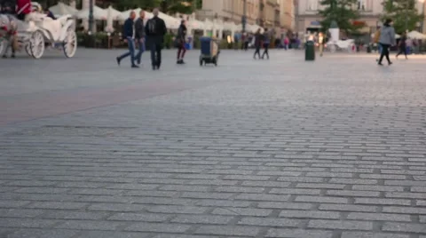 People walking on the old town square. Timelaps Stock Footage 61126625