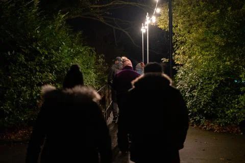 People walking out after the show 스톡 사진