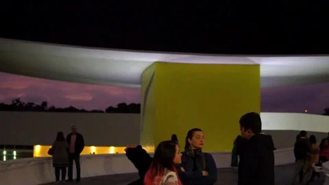 People walking outside museum Stock Footage 276572244