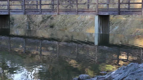 People Walking over foot bridge reflection Stock Footage 40468448