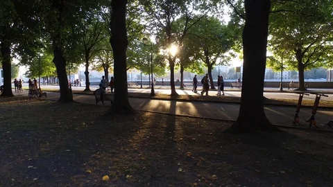 People walking in park Video stock 116049395