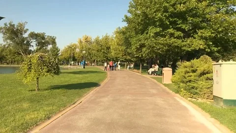People walking in the park. Hyperlapse Stock Footage 78928427