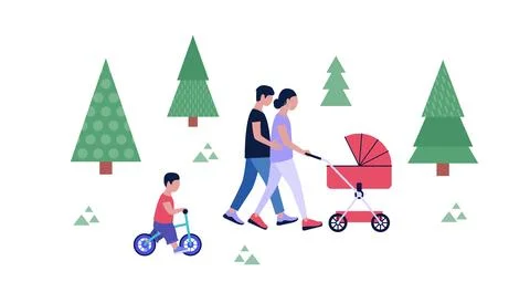 People walking in the park Stock Illustration