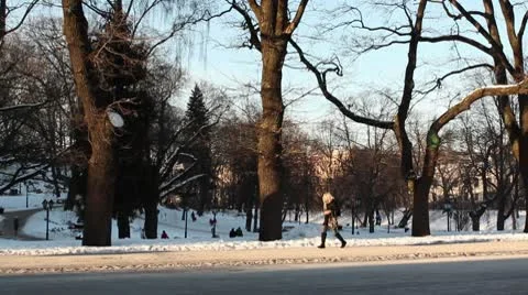 People walking by in park ProRes Stock Footage 10722565