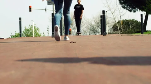 People walking on the pathway in the city Stock-Footage 63206315
