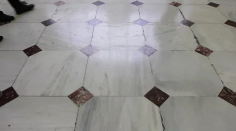 People walking on a patterned floor at Union Station in Washington DC. No faces. Stock Footage 63319608