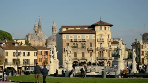 People walking in Piazza della Valle, Padua Stock Footage 122243210
