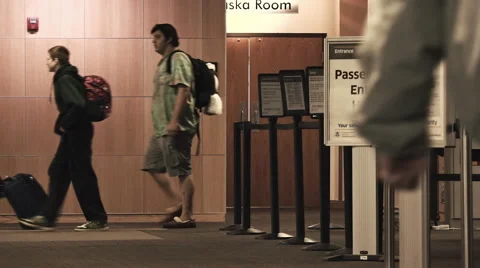 People Walking To Plane In Airport Stock Footage