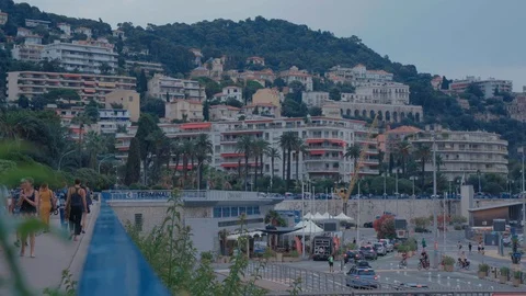 People walking on the port of Nice Stock Footage